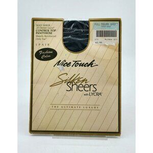 Nice Touch Silken Sheers Control Top Pantyhose Forest Green Full Figure Short